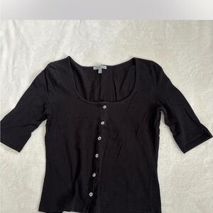 Black Button-Up Women's Top